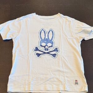 Psycho Bunny White Tee with Blue Bunny Graphic